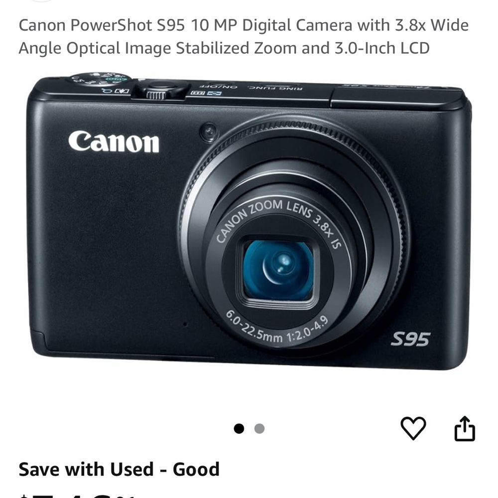 Canon PowerShot S95 Digital Camera - Black